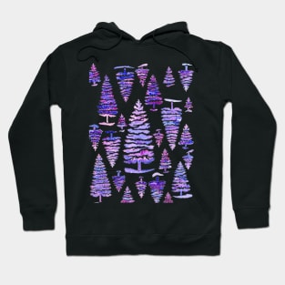 Cosmic pines watercolor pattern Hoodie